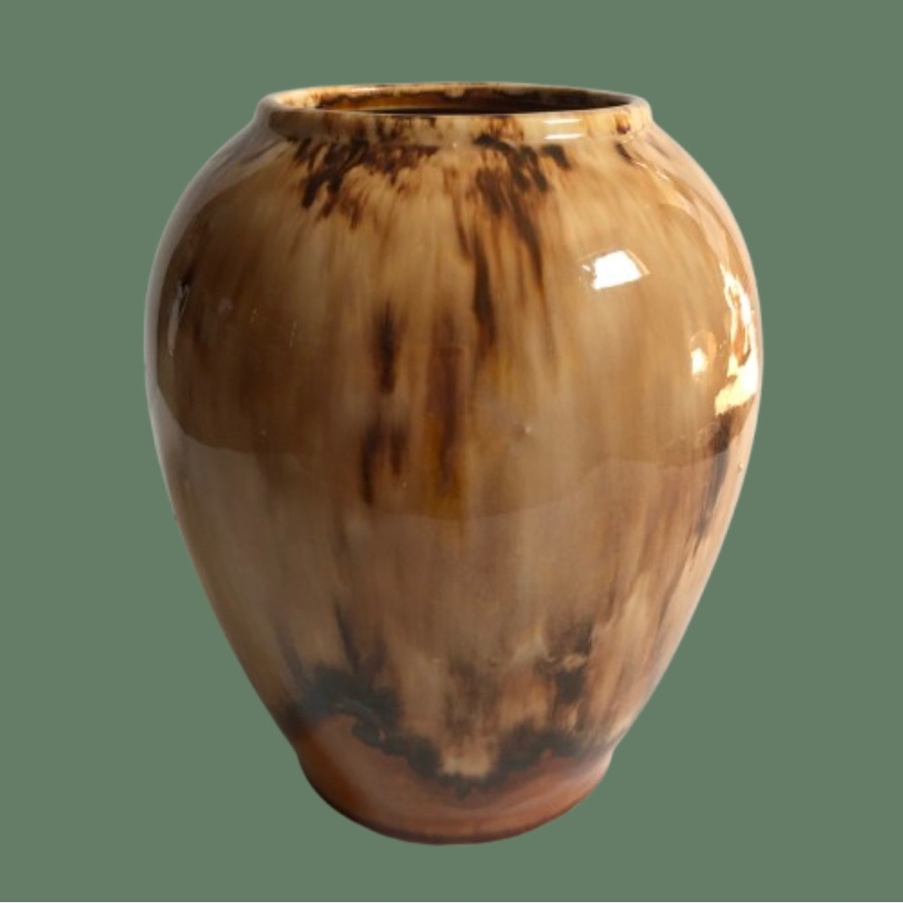 Vintage Brush McCoy “Onyx” brown drip glaze pottery vase